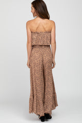 Mocha Floral Sleeveless Wide Leg Jumpsuit