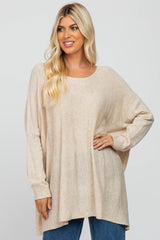 Beige Soft Knit Dolman Sleeve Maternity Sweater