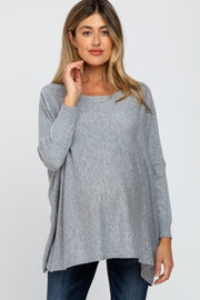 Grey Soft Knit Dolman Sleeve Maternity Sweater