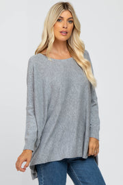 Grey Soft Knit Dolman Sleeve Sweater