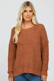 Camel Dropped Shoulder Sweater