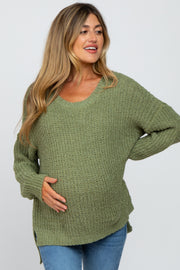 Olive Dropped Shoulder Maternity Sweater