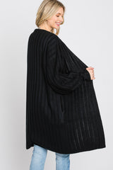 Black Bubble Sleeve Long Cardigan