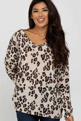 Ivory Leopard Print Knit Long Sleeve Maternity Top