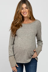 Heather Grey Brushed Maternity Long Sleeve Top