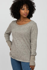 Heather Grey Brushed Maternity Long Sleeve Top