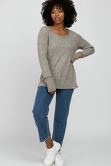 Heather Grey Brushed Long Sleeve Top