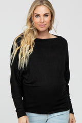 Black Soft Knit Off Shoulder Maternity Top