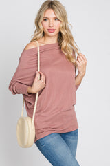 Mauve Soft Knit Off Shoulder Top