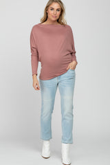 Mauve Soft Knit Off Shoulder Maternity Top