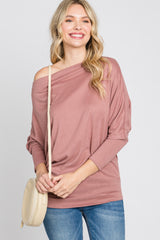 Mauve Soft Knit Off Shoulder Top