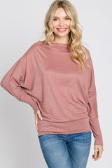 Mauve Soft Knit Off Shoulder Top