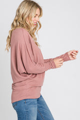 Mauve Soft Knit Off Shoulder Top