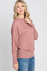 Mauve Soft Knit Off Shoulder Top