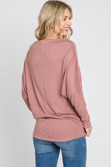 Mauve Soft Knit Off Shoulder Top