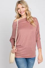 Mauve Soft Knit Off Shoulder Top