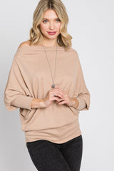 Beige Soft Knit Off Shoulder Top