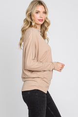 Beige Soft Knit Off Shoulder Top