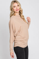 Beige Soft Knit Off Shoulder Top