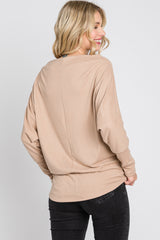 Beige Soft Knit Off Shoulder Top