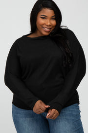 Black Soft Knit Off Shoulder Plus Top