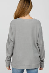 Heather Grey Waffle Knit Long Sleeve Maternity Top