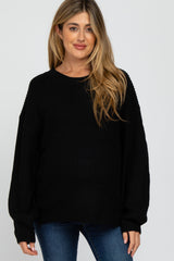 Black Knit Balloon Sleeve Maternity Sweater