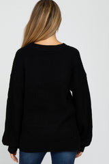 Black Knit Balloon Sleeve Maternity Sweater