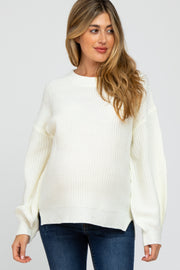 Ivory Knit Balloon Sleeve Maternity Sweater