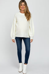 Ivory Knit Balloon Sleeve Maternity Sweater