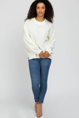 Ivory Knit Balloon Sleeve Sweater