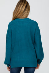 Teal Knit Balloon Sleeve Maternity Sweater