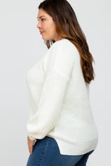 Ivory Knit Balloon Sleeve Plus Sweater