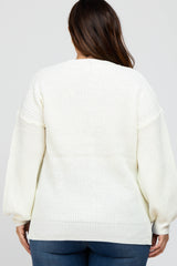 Ivory Knit Balloon Sleeve Plus Sweater