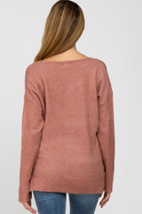 Rust Soft Knit V-Neck Maternity Sweater