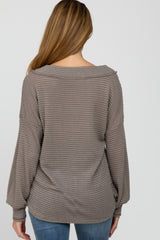 Mocha Waffle Knit V-Neck Maternity Top