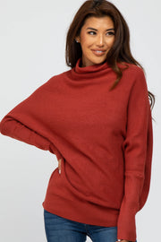 Rust Funnel Neck Dolman Sleeve Sweater