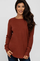 Rust Soft Knit Rounded Hem Top