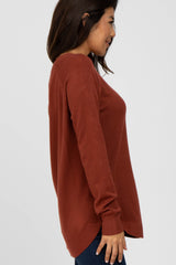 Rust Soft Knit Rounded Hem Top