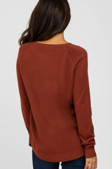 Rust Soft Knit Rounded Hem Top