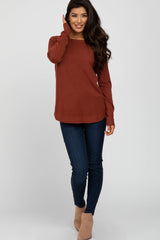 Rust Soft Knit Rounded Hem Top