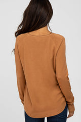 Camel Soft Knit Rounded Hem Top