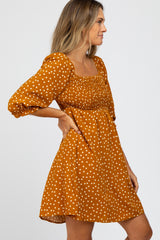 Camel Polka Dot Smoked Dress