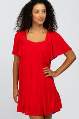 Red Lace Inset Dress