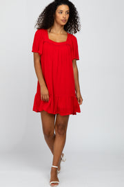 Red Lace Inset Dress