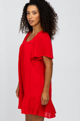 Red Lace Inset Dress