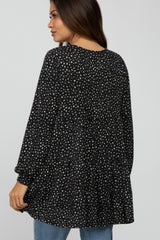 Black Polka Dot Button Down Maternity Tunic