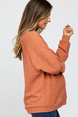 Rust Waffle Knit Long Sleeve Maternity Top