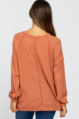 Rust Waffle Knit Long Sleeve Maternity Top