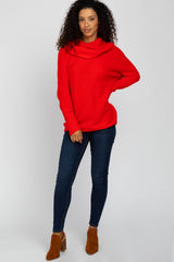 Red Off Shoulder Dolman Sleeve Knit Top